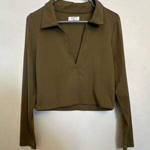 Aritzia Babaton Contour Long Sleeve Polo Women's Size XL Seamless Stretch Top